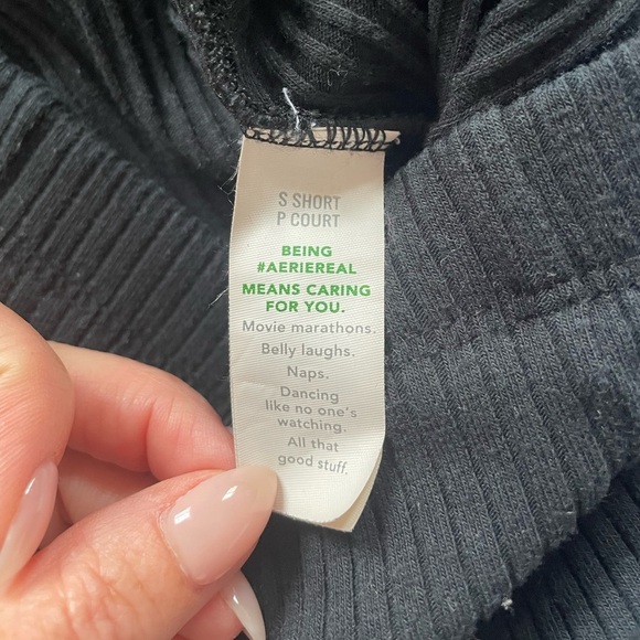 Bundle! Aerie Flare Ribbed Pants/Leggings, black/olive green, small short/petite - Picture 7 of 9